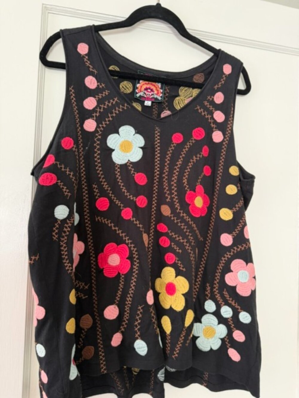 Johnny Was Black Floral Tank